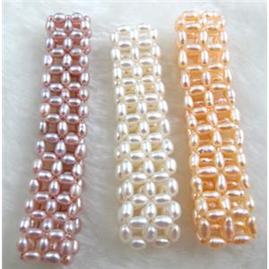 Handcraft Cluster Pearl Bracelet, elastic, Mixed, 55mm dia, 18mm wide [PABR02]