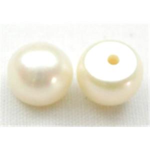 half-drilled Freshwater Pearl Cabochon, white, approx 9.5-10mm dia [PAHRH01-10105]