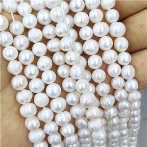 round white Freshwater Pearl Beads, B-grade, approx 7-8mm dia,15 inch length [PARD01S7-8]