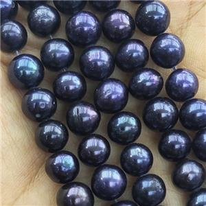 15 inches string of freshwater Pearl Beads, round, black, approx 6-7mm dia,15 inch length [PARD04S6-7]