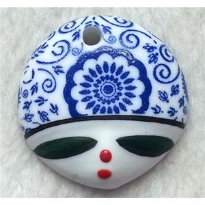 Porcelain pendant, approx 36mm dia [POP22]