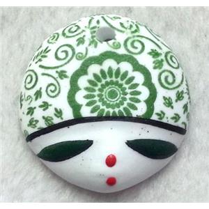 Porcelain pendant, approx 36mm dia [POP24]