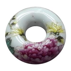 Porcelain donut pendant, approx 33mm dia [POP27]