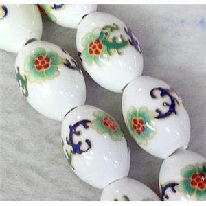 Porcelain barrel beads, approx 10x14mm [POP38]