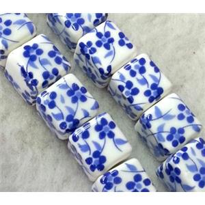 Porcelain beads, cube, approx 10x10x10mm, 3mm hole [POP62]