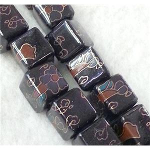 Porcelain beads, cube, approx 10x10x10mm, 3mm hole [POP72]