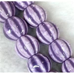 Porcelain pumpkin beads, purple, approx 12mm dia [POP79]