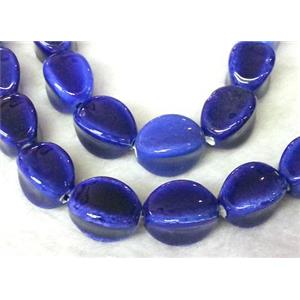 Royalblue Painted Oriental Porcelain Carambole Beads, approx 11x17mm [POP86]