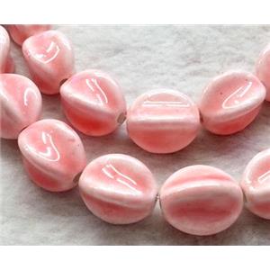 Pink Painted Oriental Porcelain Carambole Beads, approx 11x17mm [POP87]