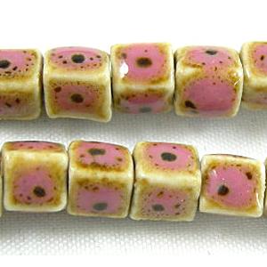 Oriental Porcelain Square Beads, 7x7x7mm, 62pcs per st [PORC09]