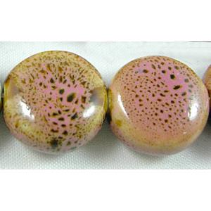 Oriental Porcelain Flat Round Beads, 19mm dia, 9mm thick, 21pcs per st [PORC11]
