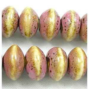 Oriental Porcelain Bicone Beads, 12.5mm dia, 8mm thick, 56pcs per st [PORC15]