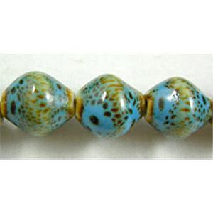 Turquoise Color Oriental Porcelain Bicone Beads, 12x14mm, 29pcs per st [PORC27]