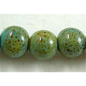 Turquoise Color Oriental Porcelain Round Beads, 10mm dia, 40pcs per st [PORC39]