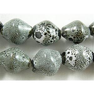 Oriental Porcelain Round Bicone Beads, 12x14mm,28pcs per st [PORC43]