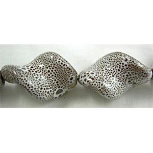 Oriental Porcelain Twist Leaf Beads, 19x30mm, 14pcs per st [PORC56]