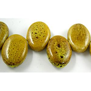 Oriental Porcelain Flat Rice Beads (top drilled), 23x30x10.5mm,13pcs per st [PORC69]