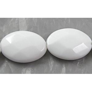 White Porcelain Beads, faceted, flat rice, 18x25mm, approx 16pcs per st [POWH02-18X25MM]