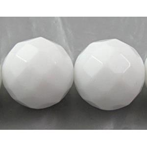 White Porcelain Beads, faceted round, 16mm dia, approx 25pcs per st [POWH03-16MM]