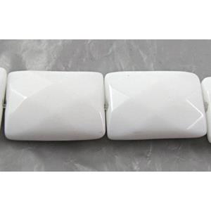 White Porcelain Beads, faceted, square, 12x16mm, approx 25pcs per st [POWH07]