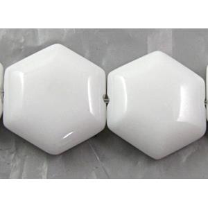 White Porcelain Beads, faceted, 16mm dia, approx 25pcs per st [POWH17]