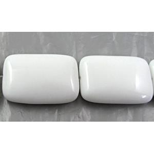 White Porcelain Beads, rectangle, 18x25mm, approx 16pcs per st [POWH20]