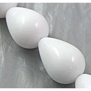 White Porcelain Beads, drop, 13x18mm, approx 22pcs per st [POWH27]