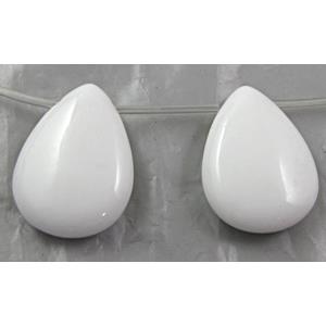 White Porcelain Beads, flat drop, 15x20mm, approx 20pcs per st [POWH30]