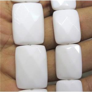 White Porcelain Beads, faceted rectangle, approx 22x30mm [POWH37-22X30MM]