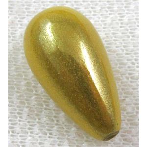 Miracle Beads, plastic, teardrop, yellow, 12x23mm, hole:1.8mm, approx 300pcs [PS13A9064C08]