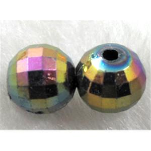 Resin Beads, faceted round, rainbow AB-Color, 8mm dia, approx 3800pcs [PS26P9350C03]