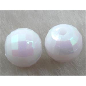 Resin Beads, faceted round, white AB-Color, 10mm dia, approx 2000pcs [PS26P9423C04]