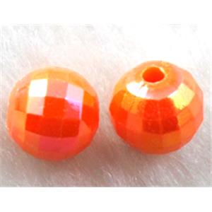 Resin Beads, faceted round, red AB-Color, 6mm dia, approx 9000pcs [PS26P9351C05]
