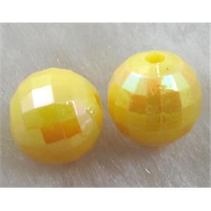 Resin Beads, faceted round, yellow AB-Color, 6mm dia, approx 9000pcs [PS26P9351C07]