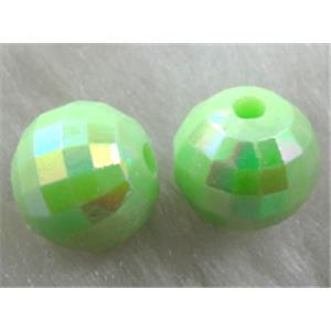 Resin Beads, faceted round, green AB-Color, 6mm dia, approx 9000pcs [PS26P9351C08]