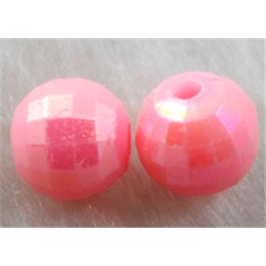 Resin Beads, faceted round, pink AB-Color, 10mm dia, approx 2000pcs [PS26P9423C09]