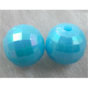 Resin Beads, faceted round, blue AB-Color, 10mm dia, approx 2000pcs [PS26P9423C10]