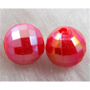 Resin Beads, faceted round, red AB-Color, 6mm dia, approx 9000pcs [PS26P9351C12]