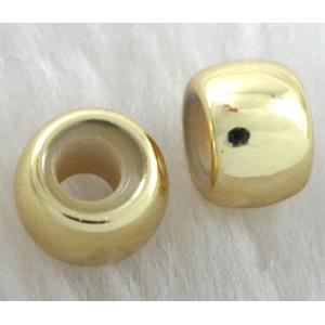 gold plated barrel Plastic beads, 9mm dia, hole:3.5mm, approx 1400pcs [PS27A9014GP]