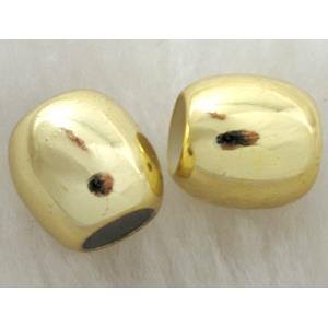 barrel Plastic beads, golden plated, 12mm dia, 12mm length, hole:7mm, approx 600pcs [PS27A9020GP]
