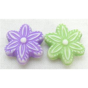 colorful Plastic Beads, mixed, flower, 11.8mm diameter, about 1610 pcs [PSA003]