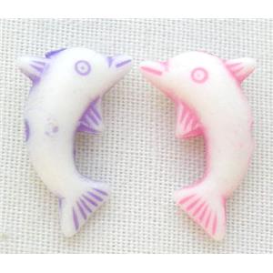 dolphin, colorful Plastic Beads, mixed, 8x13mm. about 4500 pcs. [PSA008]