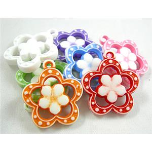 Pendant, Colorful Plastic flower, 25mm dia [PSA016]