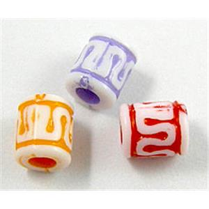 Colorful Plastic Space Tube Beads, 5.5mm dia, 6.8mm length, approx 4200pcs [PSA019]