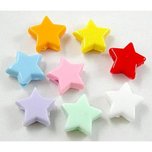 colorful plastic beads, star, mixed, 10mm dia, approx 2450pcs [PSA022]
