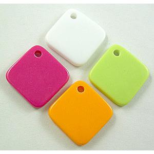 Colorful Plastic Square Pendant Beads, 17x17mm, approx 533pcs [PSA024]