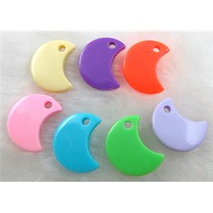 Colorful Plastic Pendant, moon-shape, mixed color, approx 14x18mm, 800pcs [PSA035]