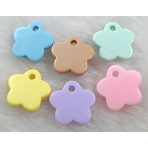 resin pendant, flower, mixed color, 16mm dia, 3mm thick, approx 1020pcs [PSA037]
