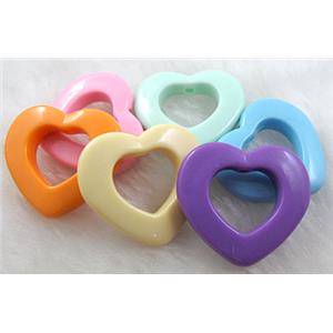 resin beads, heart, mixed color, 30mm dia,5.5mm thick, approx 460pcs [PSA038]
