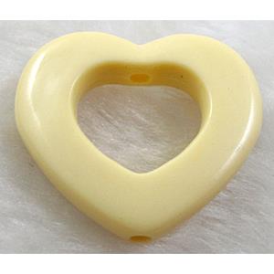 resin beads, heart, yellow, 30mm dia,5.5mm thick, approx 460pcs [PSA038C03]